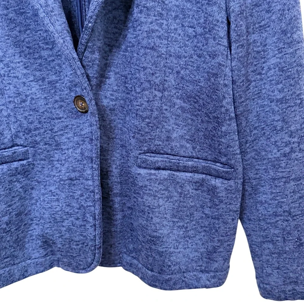 Lands End Womens XL 18 Blue Knit Blazer Single Button Marled Sweater Jacket - Picture 3 of 5